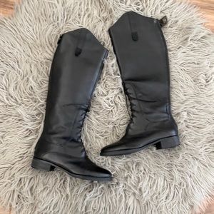 Joie Leather Tall Lace Up Riding Zipper Boots